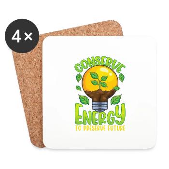 Environnement Conserver l’énergie Préserver l’avenir - Dessous de verre (lot de 4) - blanc - Devant