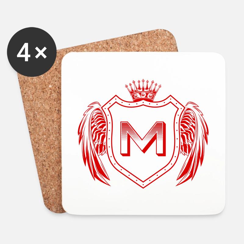 M Buchstabe Wappen - Untersetzer (4er-Set) - Weiß