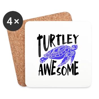 Turtley Awesome Fun Sea Turtle Lover Cadeaux - Dessous de verre (lot de 4) - blanc - Devant