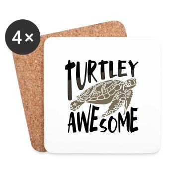 Turtley Awesome Fun Sea Turtle Lover Idées cadeaux - Dessous de verre (lot de 4) - blanc - Devant