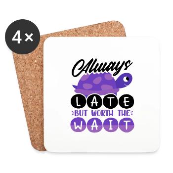 Always Late Worth the Wait Cute Turtle Lover Gift - Coasters (set of 4) - white - Front