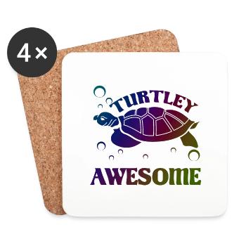 Mignonne Turtley Awesome Turtle Lover Cadeaux - Dessous de verre (lot de 4) - blanc - Devant
