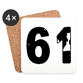 61 Maillot numéro - Dessous de verre (lot de 4) - blanc - Devant