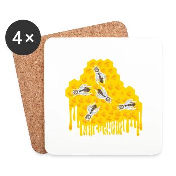 Bienen in einem tropfenden Wabenimkergeschenk - Untersetzer (4er-Set) - Weiß - Vorne