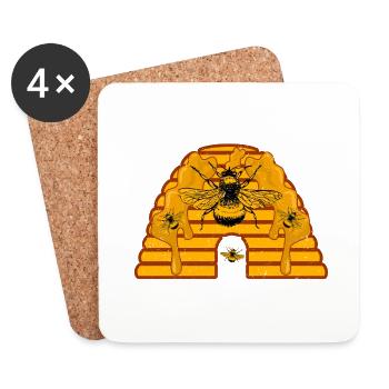 Queen Honeybee dans son cadeau d’apiculteur Beehive Fun - Dessous de verre (lot de 4) - blanc - Devant