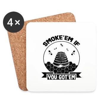 Beekeeper Gift Smoke 'em If You Got 'Em Behive - Coasters (set of 4) - white - Front