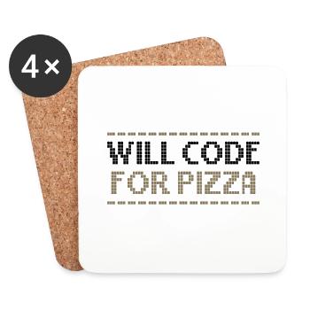 Computer Coding Will Code for Pizza Programmer - Coasters (set of 4) - white - Front