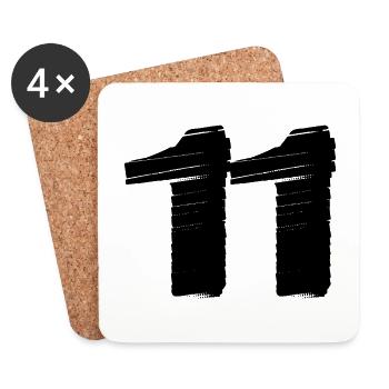 11 Maillot numéro - Dessous de verre (lot de 4) - blanc - Devant