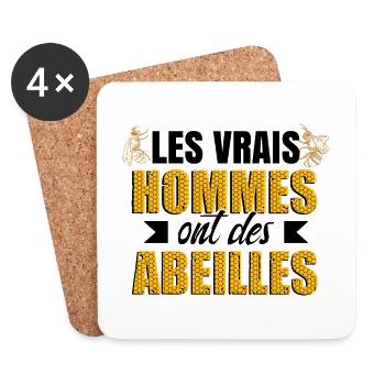 Homme | Abeille | Apicole | Apiculture - Dessous de verre (lot de 4) - blanc - Devant