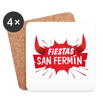 Féria San Fermín ! Fêtes de Pampelune, Sanfermines - Dessous de verre (lot de 4) - blanc - Devant