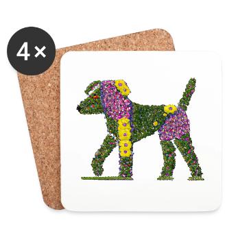 Beautiful flower dog - Coasters (set of 4) - white - Front