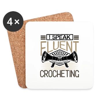 Cadeaux crocheteur Parler couramment Cadeau de crochet - Dessous de verre (lot de 4) - blanc - Devant