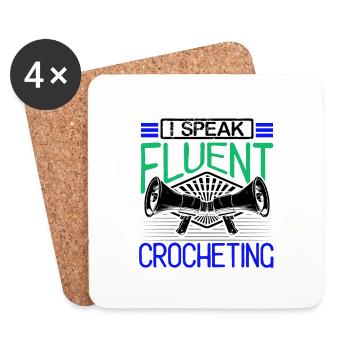 Cadeau crocheteur Parlez couramment Cadeaux de crochet - Dessous de verre (lot de 4) - blanc - Devant
