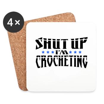 Cadeau crocheteur Tais-toi Je crochete Cadeau - Dessous de verre (lot de 4) - blanc - Devant