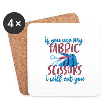 Cadeau de couturière si vous utilisez mes ciseaux en tissu - Dessous de verre (lot de 4) - blanc - Devant