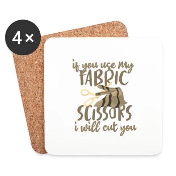 Cadeau de couturière si vous utilisez mes ciseaux en tissu - Dessous de verre (lot de 4) - blanc - Devant