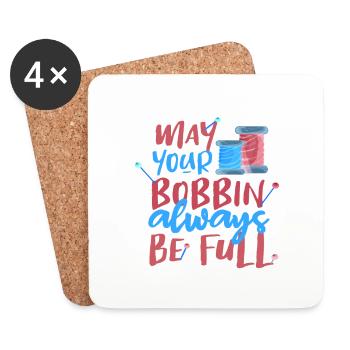 Cadeau de couturière Que votre bobine soit toujours pleine - Dessous de verre (lot de 4) - blanc - Devant