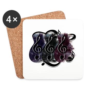 Clef de guitare - Dessous de verre (lot de 4) - blanc - Devant