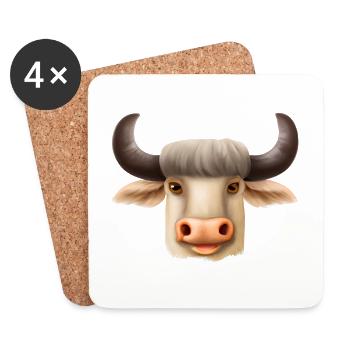Cute drawn buffalo - Coasters (set of 4) - white - Front