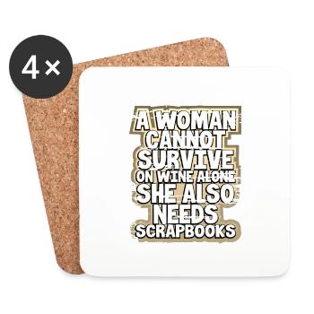 Scrapbooker Geschenk Frau kann Wein nicht alleine überleben - Untersetzer (4er-Set) - Weiß - Vorne