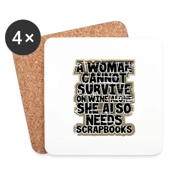 Scrapbooker Geschenk Frau kann Wein nicht alleine überleben - Untersetzer (4er-Set) - Weiß - Vorne