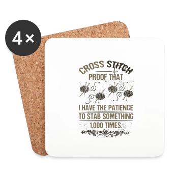 Cross Stitch Patience to Stab Something 1000 - Coasters (set of 4) - white - Front
