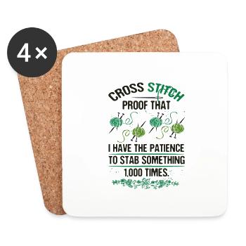 Cross Stitch Prroof Patience to Stab Something - Coasters (set of 4) - white - Front