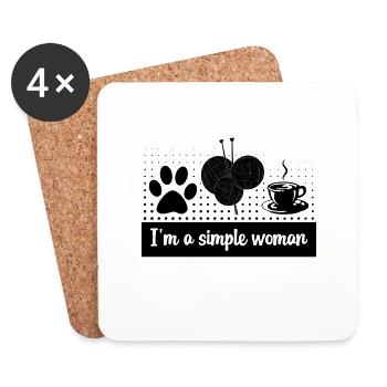 Knitter Gifts I'm a Simple Woman Gift Dog Cat - Coasters (set of 4) - white - Front