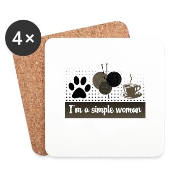 Knitter Gift I'm a Simple Woman Gift Dog Cat - Coasters (set of 4) - white - Front
