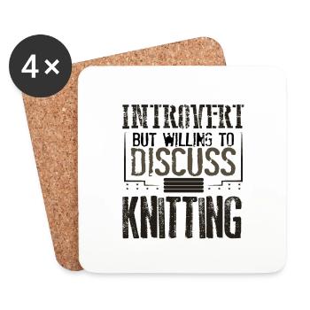 Cadeau de tricot introverti prêt à discuter - Dessous de verre (lot de 4) - blanc - Devant