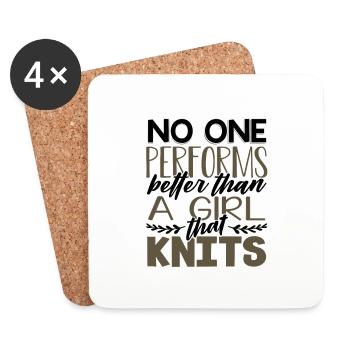Girl Knitter Geschenke, die niemand besser macht als - Untersetzer (4er-Set) - Weiß - Vorne