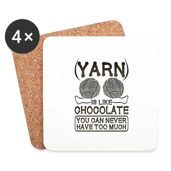 Knitter Gift Yarn Like Chocolate Never Have Too - Coasters (set of 4) - white - Front