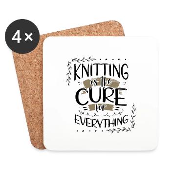Cadeaux Tricoteuses Le tricot est le remède à tout - Dessous de verre (lot de 4) - blanc - Devant