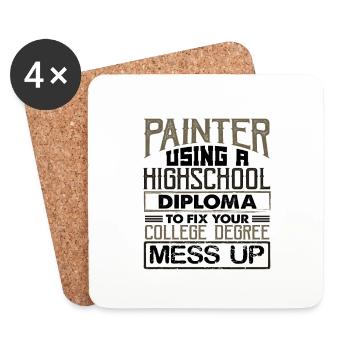 Peintre utilisant le diplôme d’études secondaires Fix College - Dessous de verre (lot de 4) - blanc - Devant