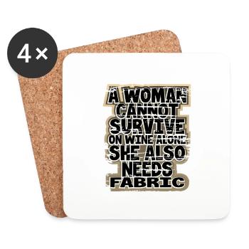 Quilter Gifts La femme ne peut pas survivre au vin seule - Dessous de verre (lot de 4) - blanc - Devant