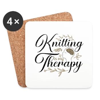 Stricken ist meine Therapie Spaß Stricken Geschenkideen - Untersetzer (4er-Set) - Weiß - Vorne