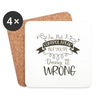 Un cadeau sarcastique n’est pas un maniaque du contrôle que vous faites - Dessous de verre (lot de 4) - blanc - Devant