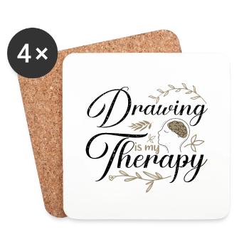 Artist Gift Ideas Drawing is My Therapy Gift for - Coasters (set of 4) - white - Front