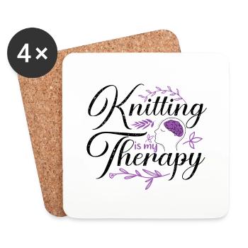 Stricken ist meine Therapie Spaß Stricken Geschenke - Untersetzer (4er-Set) - Weiß - Vorne