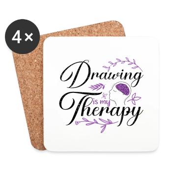 Künstlergeschenke Zeichnen ist mein Therapiegeschenk für Künstler - Untersetzer (4er-Set) - Weiß - Vorne