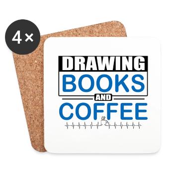 Cadeau artistique Amour Dessin Livres Artiste de café - Dessous de verre (lot de 4) - blanc - Devant