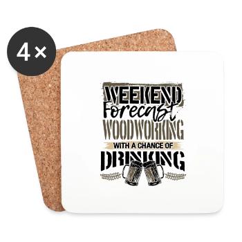 Prévisions de fin de semaine de cadeaux pour les menuisiers Menuiserie et - Dessous de verre (lot de 4) - blanc - Devant