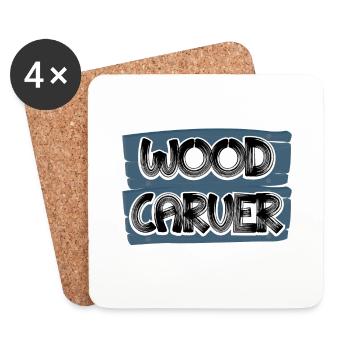 Cadeaux Woodsman Wood Carver - Dessous de verre (lot de 4) - blanc - Devant