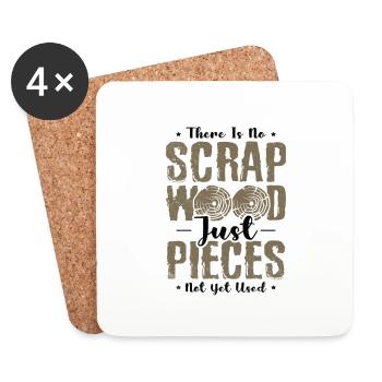 Bois Cadeau Déchets de bois Pièces inutilisées - Dessous de verre (lot de 4) - blanc - Devant