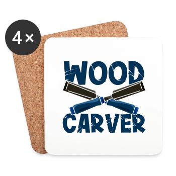 Wood Carver Crossed Woodworking Tools Woodworker - Coasters (set of 4) - white - Front