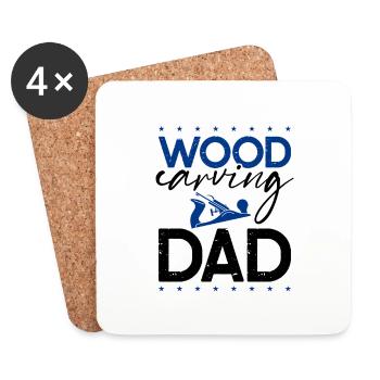 Sculpture sur bois Papa Cadeau Sculpteur sur bois Idées cadeaux - Dessous de verre (lot de 4) - blanc - Devant
