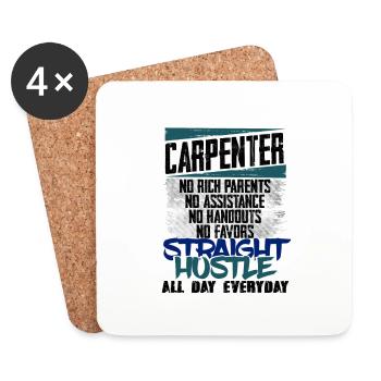 Carpenter Gift Straight Hustle All Day Everyday - Coasters (set of 4) - white - Front
