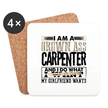 Carpenter Boyfriend Grown Ass Carpenter Do What - Coasters (set of 4) - white - Front
