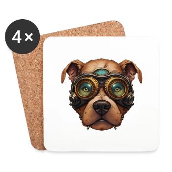 Steampunk Pitbull Hund in Clockwork Glassess - Untersetzer (4er-Set) - Weiß - Vorne