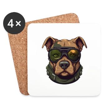 Patriotic Pitbull Dog Lover Military Appreciation - Dessous de verre (lot de 4) - blanc - Devant